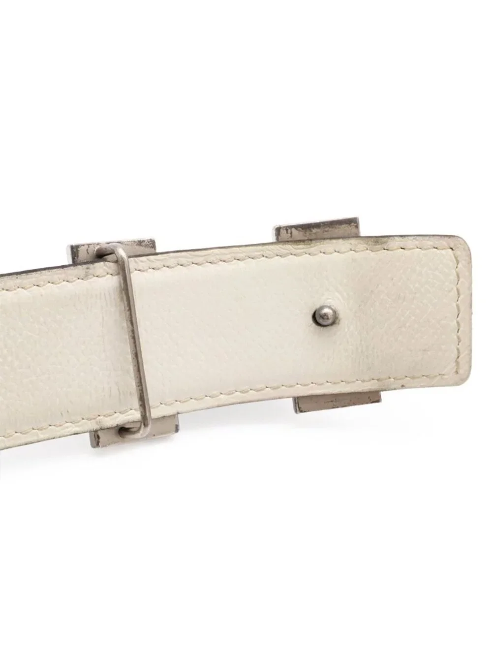 Hermes Belt Buckle Reversible Box Calf Veau Epsom Black White Silver 85
